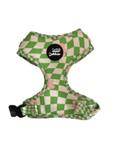 Load image into Gallery viewer, Green Wave Checker - Adjustable Pet Harness