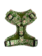 Load image into Gallery viewer, Green Wave Checker - Adjustable Pet Harness