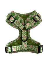 Load image into Gallery viewer, Green Wave Checker - Adjustable Pet Harness
